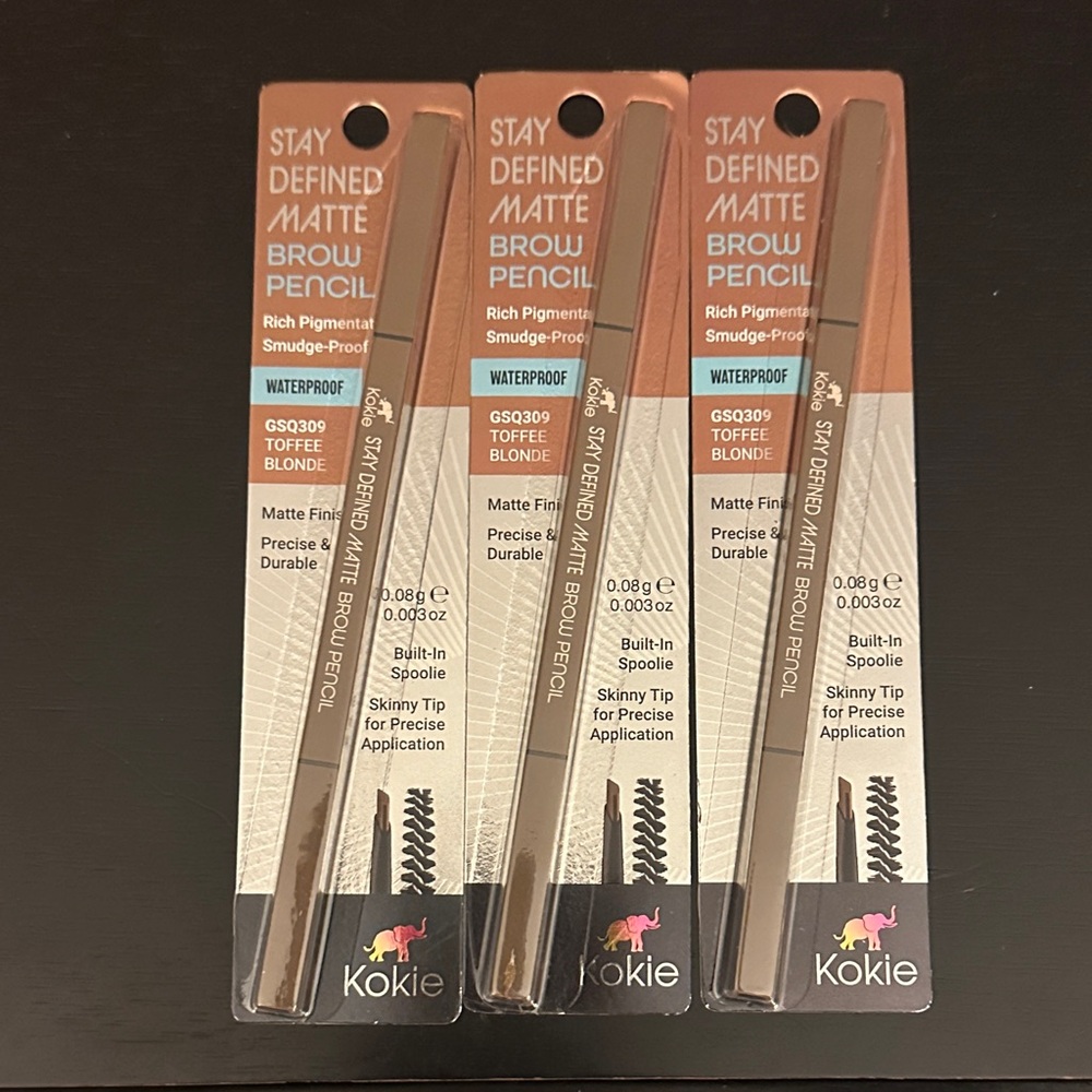 Kokie Stay Defined Matte Brow Pencil in Toffee Blonde (3-pack)